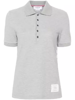 Thom Browne полосатая рубашка поло с нашивкой-логотипом, серый