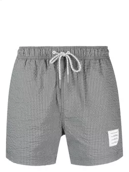 Thom Browne полосатые плавки-шорты из сирсакера, серый