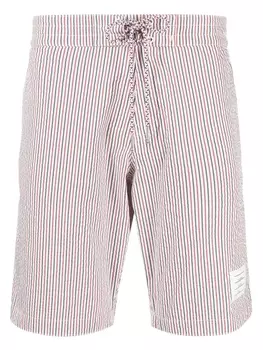 Thom Browne полосатые плавки-шорты из сирсакера, белый