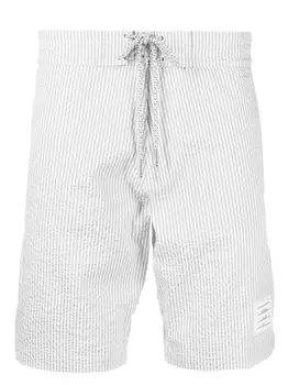Thom Browne полосатые плавки-шорты из сирсакера, белый