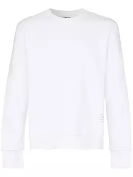 Thom Browne пуловер с круглым вырезом и полоской сзади, белый