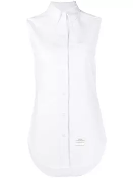 Thom Browne рубашка без рукавов с заостренным воротником, белый