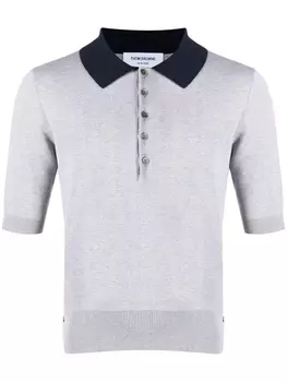 Thom Browne рубашка поло с контрастным воротником, серый