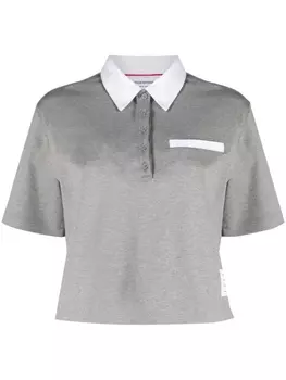 Thom Browne рубашка поло с нашивкой-логотипом, серый