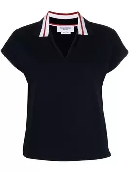 Thom Browne рубашка-поло в полоску для крикета, синий