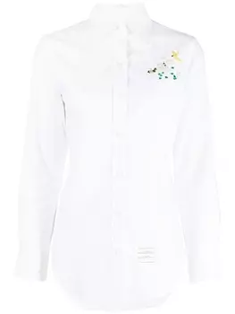 Thom Browne рубашка с длинными рукавами и вышивкой, белый
