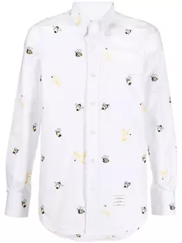 Thom Browne рубашка с длинными рукавами и вышивкой, белый