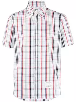 Thom Browne рубашка в клетку с коротким рукавом, белый
