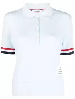 Thom Browne RWB-stripe cotton polo shirt, синий