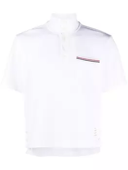 Thom Browne RWB-stripe cotton polo shirt, белый