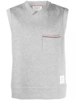 Thom Browne RWB-stripe cotton vest, серый