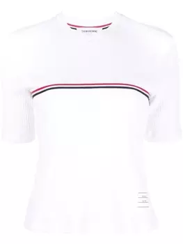 Thom Browne RWB stripe ribbed T-shirt, белый