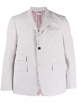 Thom Browne seersucker single-breasted blazer, серый