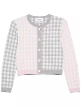 Thom Browne шерстяной кардиган в клетку гингем, серый