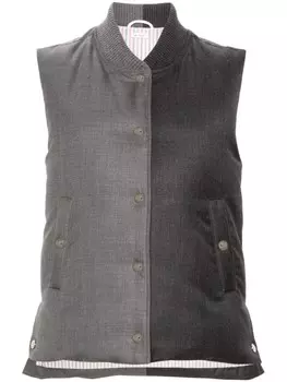 Thom Browne шерстяной жилет с воротником-стойкой, серый