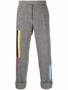 Thom Browne шерстяные укороченные брюки в технике пэчворк, черный