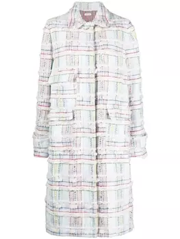 Thom Browne single-breasted tweed coat, белый