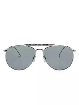 Thom Browne солнцезащитные очки-пилоты с двойным мостом, серый