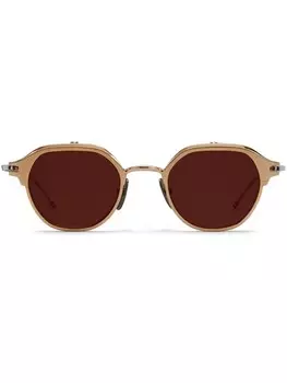 Thom Browne солнцезащитные очки с круглой оправой и клипсами, розовый