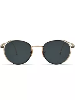 Thom Browne солнцезащитные очки в круглой оправе, золотистый