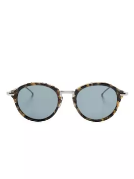 Thom Browne солнцезащитные очки в круглой оправе черепаховой расцветки, коричневый