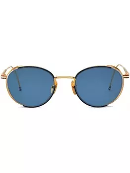 Thom Browne солнцезащитные очки в круглой оправе, золотистый