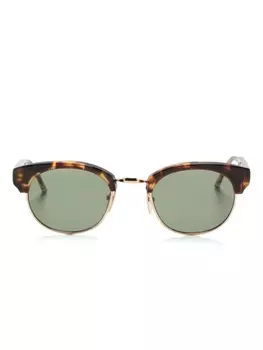 Thom Browne солнцезащитные очки в круглой оправе черепаховой расцветки, коричневый