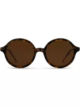 Thom Browne солнцезащитные очки в круглой оправе черепаховой расцветки, коричневый