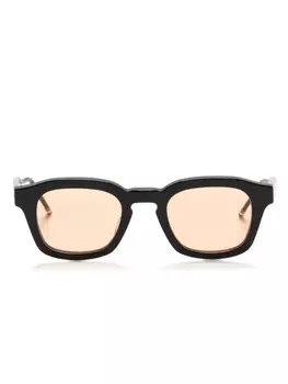 Thom Browne солнцезащитные очки в квадратной оправе с полосками RWB, черный