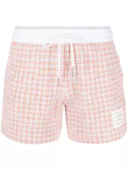 Thom Browne спортивные шорты в клетку, оранжевый