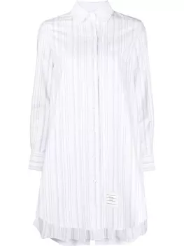 Thom Browne striped pleat-detail shirtdress, белый
