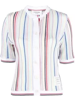 Thom Browne striped short-sleeve cardigan, белый