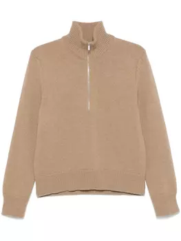 Thom Browne свитер вязки интарсия с воротником на молнии, коричневый