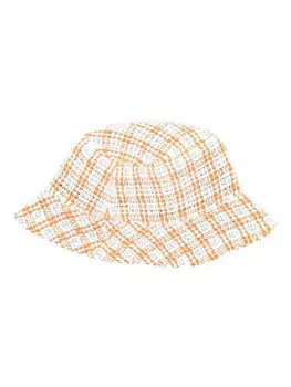 Thom Browne твидовая панама в технике кроше, оранжевый