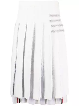 Thom Browne твидовая юбка с полосками 4-Bar, белый