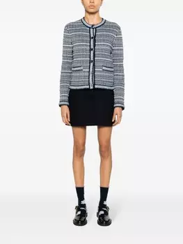 Thom Browne твидовый кардиган с круглым вырезом, синий