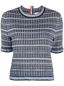 Thom Browne твидовый топ с круглым вырезом, синий
