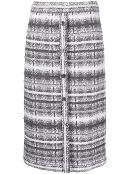 Thom Browne юбка из букле в клетку тартан, серый