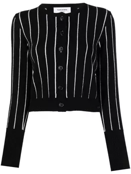 Thom Browne укороченный кардиган в тонкую полоску, черный