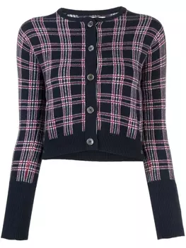 Thom Browne укороченный кашемировый кардиган Pow с круглым вырезом, синий