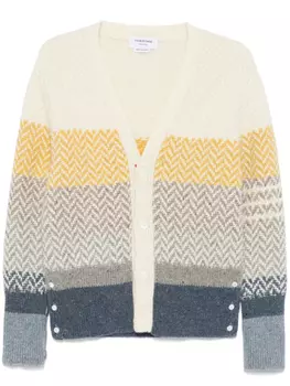Thom Browne жаккардовый кардиган с V-образным вырезом, нейтральный