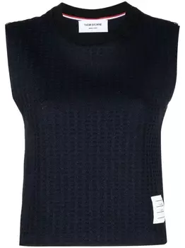 Thom Browne жаккардовый топ с нашивкой-логотипом, синий