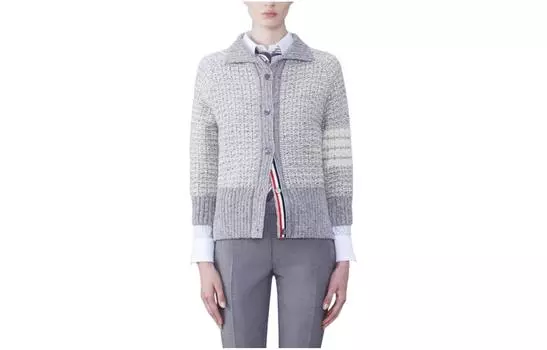 THOM BROWNE Женская рубашка поло светло-серого цвета