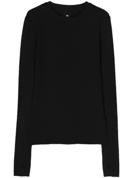 Thom Krom футболка в рубчик с длинными рукавами, черный