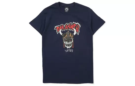 Thrasher Футболка прямого кроя, американская версия, унисекс, синяя