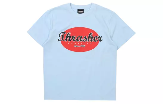 Thrasher Футболка прямого покроя, японская версия, унисекс, синяя
