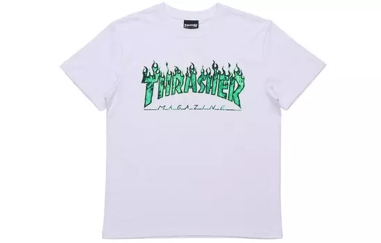 Thrasher Футболка японская версия унисекс белая зеленая