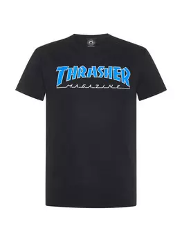 Thrasher футболка с контурным логотипом, черный