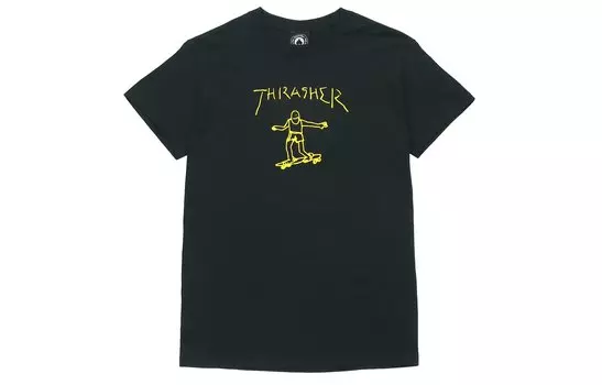 Thrasher Футболка с принтом скейтера, черная