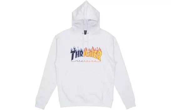 Thrasher Толстовка с капюшоном, японская версия, унисекс, белая